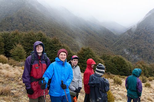 Jack Pacey, Andrew Hughes and Will Paterson enjoying a rest on the way down the hill.