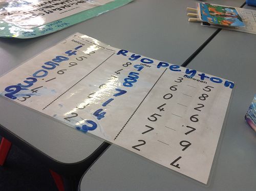 Ryo and Peyton practice their math goal.  Tino pai work!