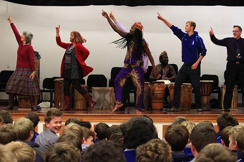 Ghanaian Drumming - staff in full flight!