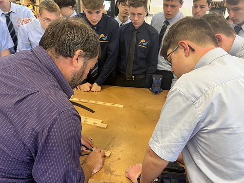 Mr Dougherty, Hard Materials Technology Teacher doing a demonstration