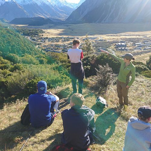 Elicia Milne of DOC talks the boys through the Village. Only another four stops to the top of the Red Tarns