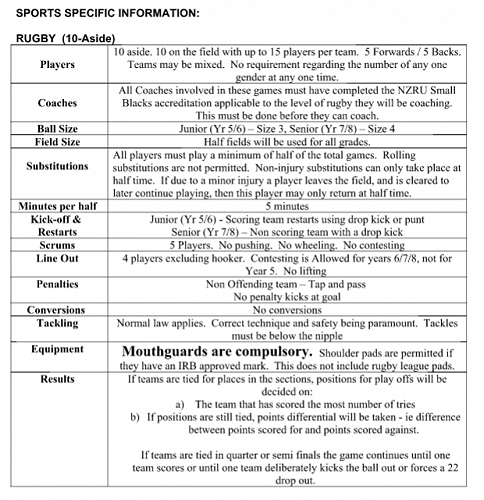 Winter Tournament Rules