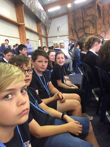 Nervously awaiting the results at the awards ceremony.