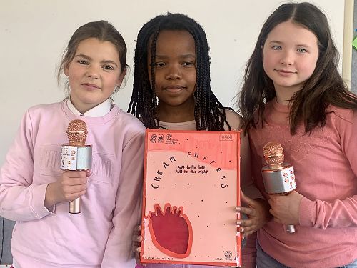 Harriet, Alicia and Abrielle with their gourmet cereal