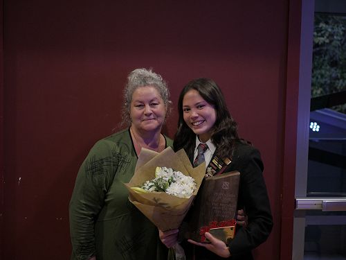 Arts Coordinator Margot Rawlings with Emma Thien, our 2022 Arts Captain and Poipoia Kia Puāwai Award winner.