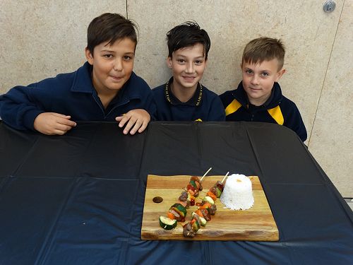 Toby, Baxter and Connor with their hot lamb popsicles