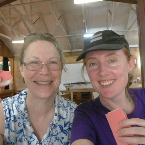 Bobbi Laing and Helen Millar form Auckland CCSG, enjoying some dessert at Camp Purple Live.