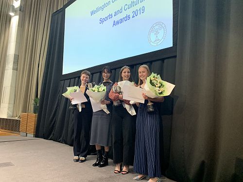 (left to right) Daisy van Wel (Cultural Person of the Year),  Lokyee Szeto (Contribution to Cultural Life), Annalise Hames (Contribution to Sport), Charlotte Wilford-Carroll (Sportsperson of the Year)