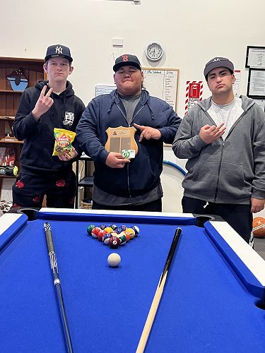 Pool Table competition 1st Brooklyn 2nd Reid 3rd Holden