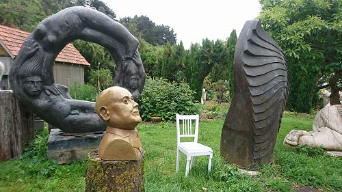 Scultures in the garden of Llew Summers.