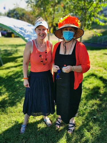 Ms Sheridan and Mrs Dibley - two of our Campbell House whanau teachers - looking good in orange! 