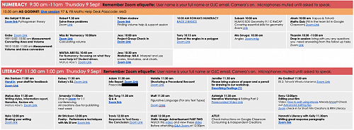 OJC Literacy & Numeracy Workshop Links - these occur weekly on Tuesdays and Thursdays.