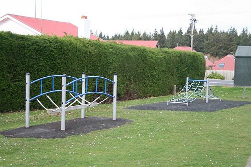 Bridge to walk along and a small climbing frame.