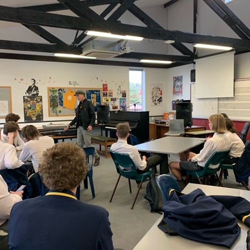 Steven Jaymes speaking to our Seniors