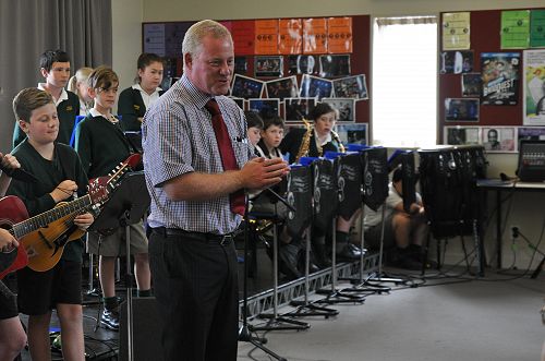 Mr Fields welcome the guests to the Grey Power Concert