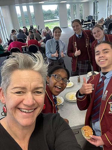 Sally Betts and the Senior Students at 'Loaves and Fishes' with our parishioners