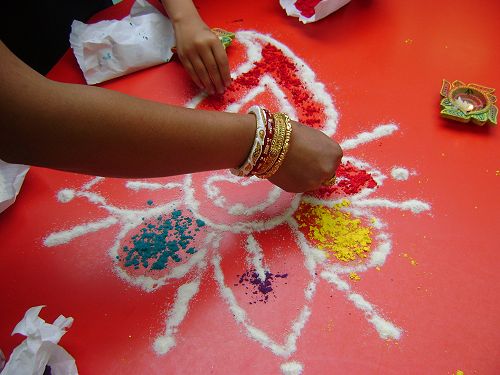 Making a rangoli pattern