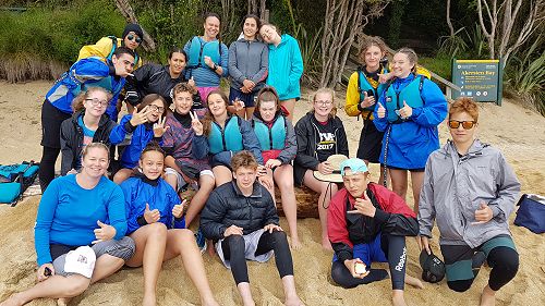 The waka ama group earns a rest.