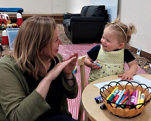 Gemma Ellis and Charlotte Oliver share a joke