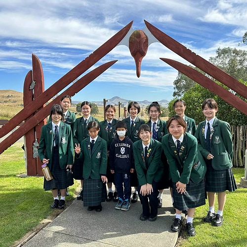 International students at the Puketeraki Marae