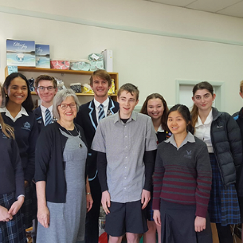 Nayland students, along with those from other schools, get a chance to meet Minister for the Environment Eugenie Sage.