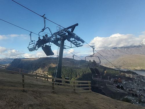 Devon Moore, Lukas Johanson and Jamie Lean on the Luge chairlift