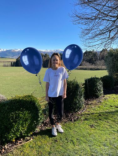 Zara Glover with her birthday balloons