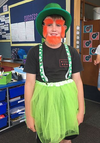 Cooper dressed up for St Patrick's Day