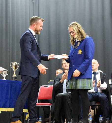 Caitlin Jenkins receiving her Principals Award for BoT Representation