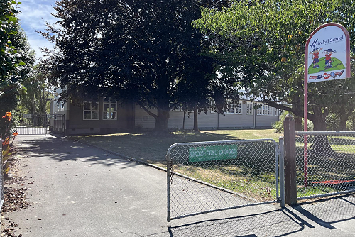 Entrance on Wairakei Road, adjacent to the shops and closest to the Ōtākaro learning space.