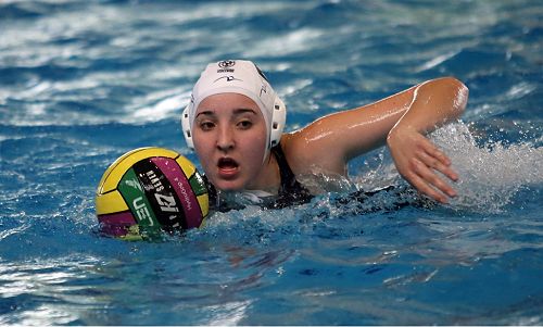 Abigail showing determination in the water