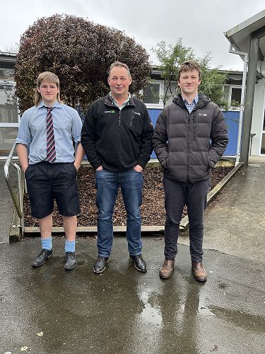 Chris McRae, agent for Carrfields with 1st XV players Kieran Hoyle and Callum Hubber. 