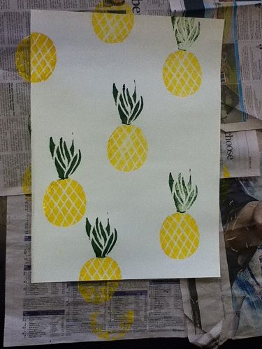 Pineapple potato print by Emily Foot