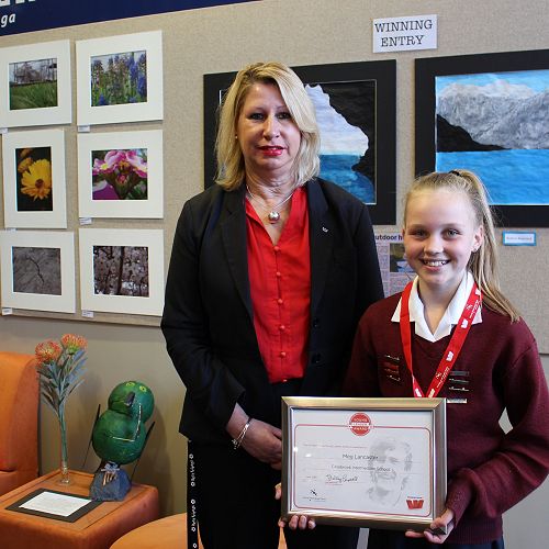 Jackie King from Wespac pictured after presenting Meg with her award.