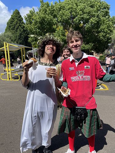 A couple of the impressive international costumes worn on Harmony Day