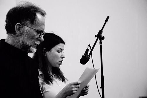 David Howard presents his Russian project, 'The Church That Is Not There', with the poet and translator Gala Uzrytova at the opening of Literary Hall.

 (Photo by Dimitry Potapov)
