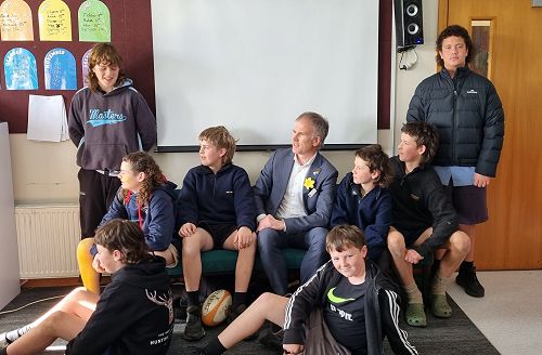 Mullets: Mr England with a few of our year 8 mullet fans