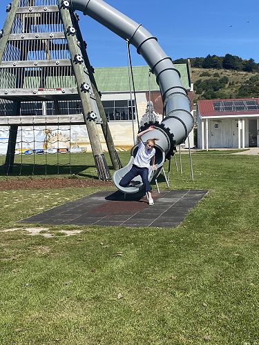 Amelia on the slide challenge