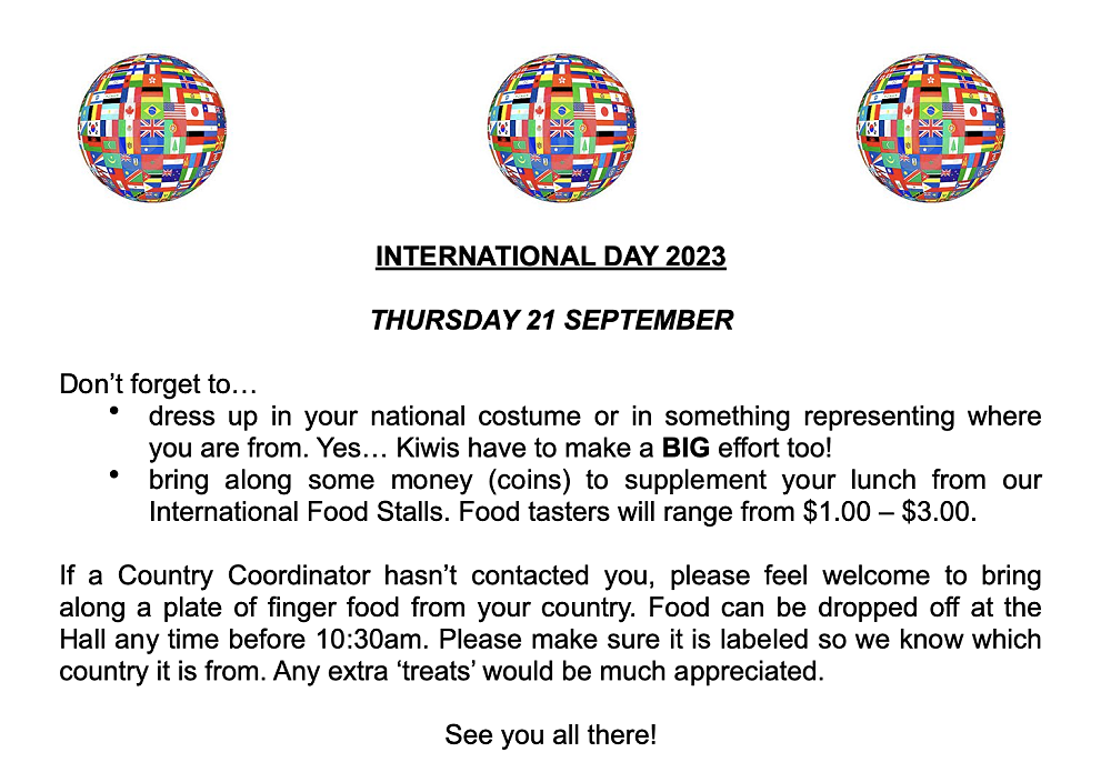 International Day 2023 - Thursday 21 September