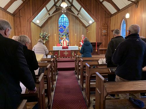 Bishop Steve celebrating Eucharist at St Paul's Arrowtown