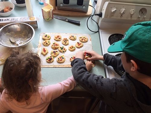 Jett Cook (Year 2) baking with his little sister