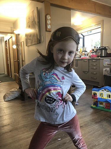 Caroline Taylor-Connell celebrating being 7