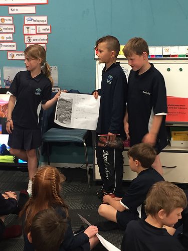 Lucy, Theo and Travis sharing their brainstorm of uses for water.