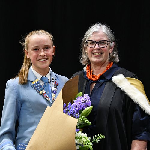 Zara Geddes - 2023 Dux with Mrs Maw