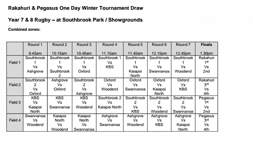 Winter Tournament Draw 2017