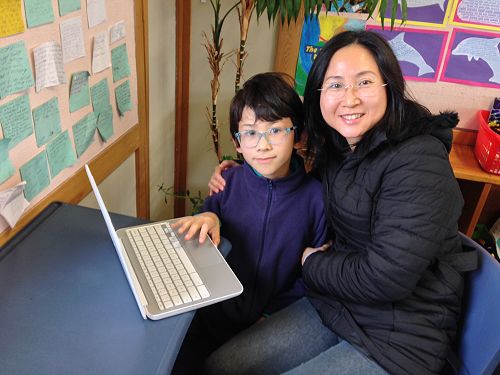 Declan shares his learning with his mum...