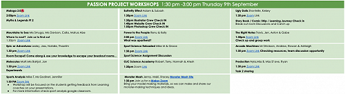 OJC Passion Project Workshops Links - these occur weekly on Tuesdays and Thursdays