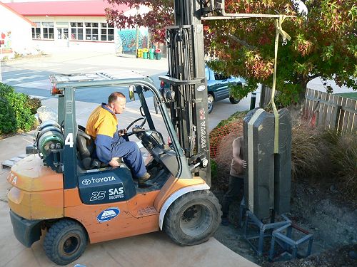 A forklift is required to handle the weight