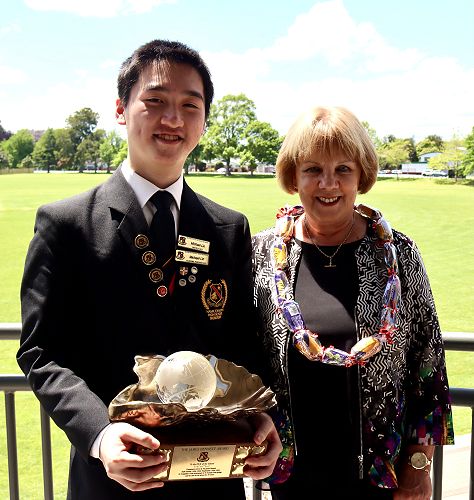 Dux Michael Lin with Mrs Hassall
