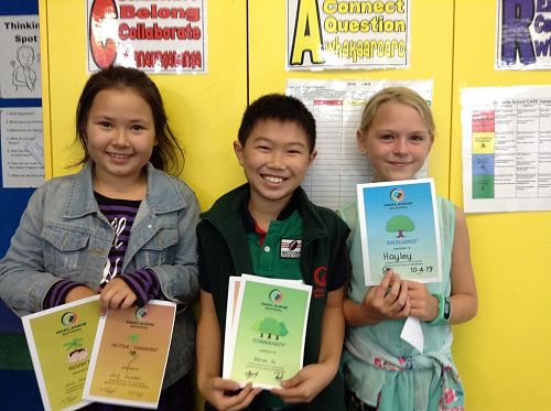 Emily, Marcus and Hayley receiving their final mini CARE certificates for their Bronze Awards. Congratulations!  